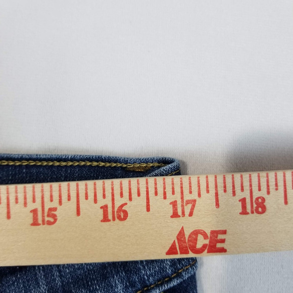 Levis 524 Jeans Size 11 Blue Too Superlow Bootcut Flare Dark Wash Stretch 90s - Picture 9 of 12